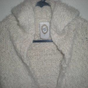 ELEVEN STAR  Brand  Tunic  Sweater   Hood    Size L  NWOT  Cream Cardigan